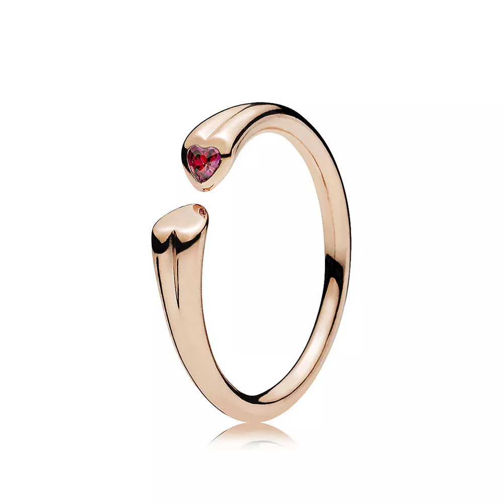 pandora polished & sparkling hearts open ring 186570czr