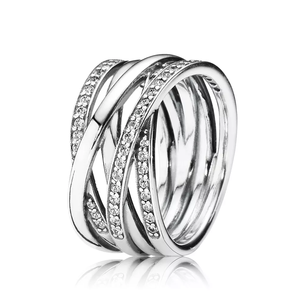 pandora sparkling & polished lines ring 190919cz