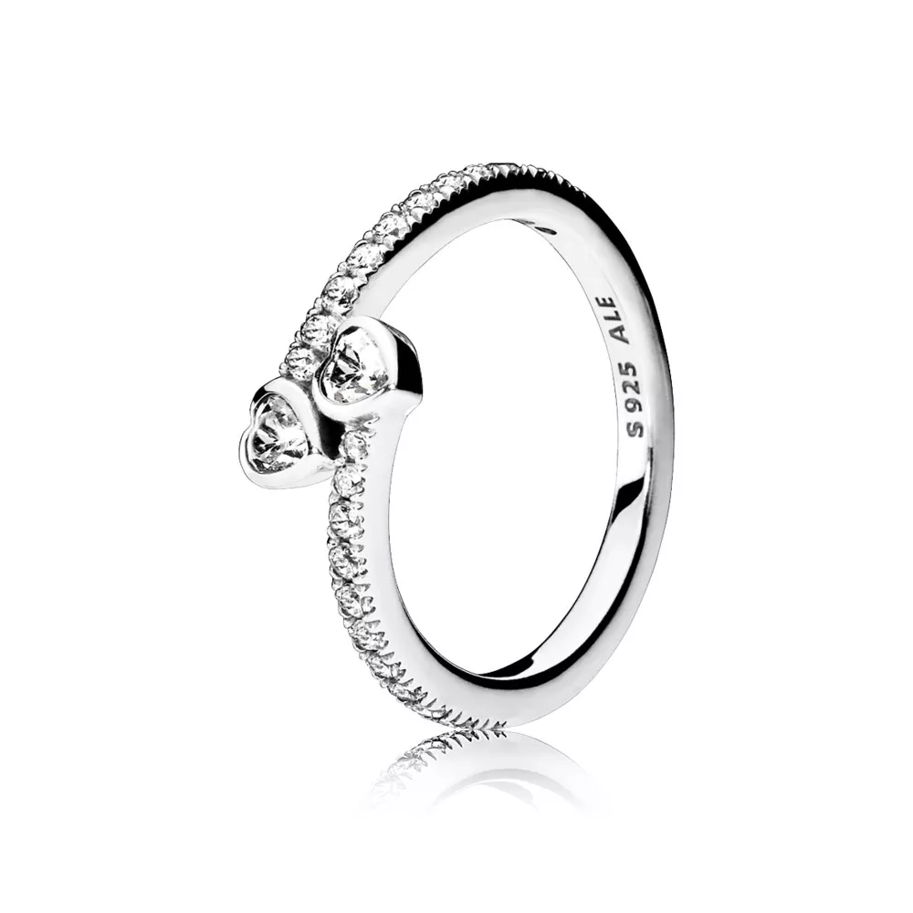 pandora two sparkling hearts ring 191023cz