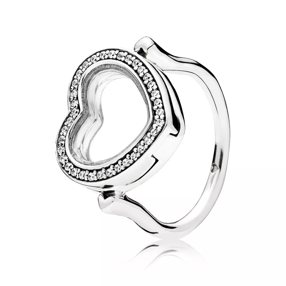 sparkling pandora floating heart locket ring 197252cz